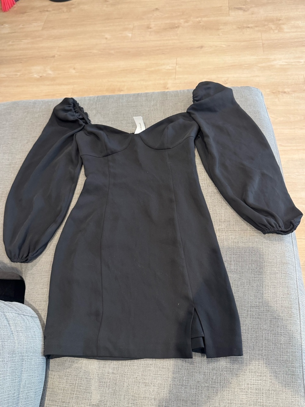 Wilfred Black Puff-Sleeve Mini Dress